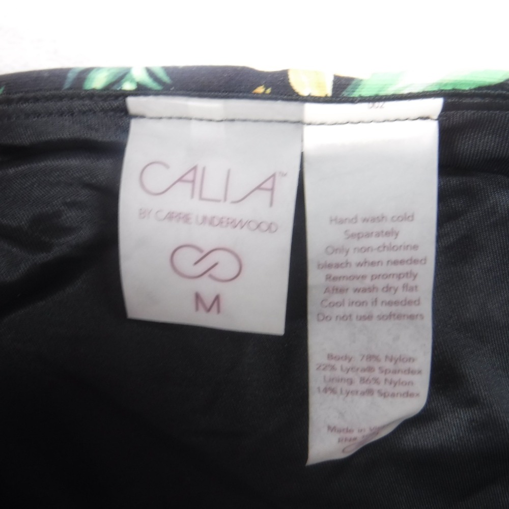 Calia by Carrie Underwood Tropical Floral Tankini Set Black Green Medium - Picture 6 of 13